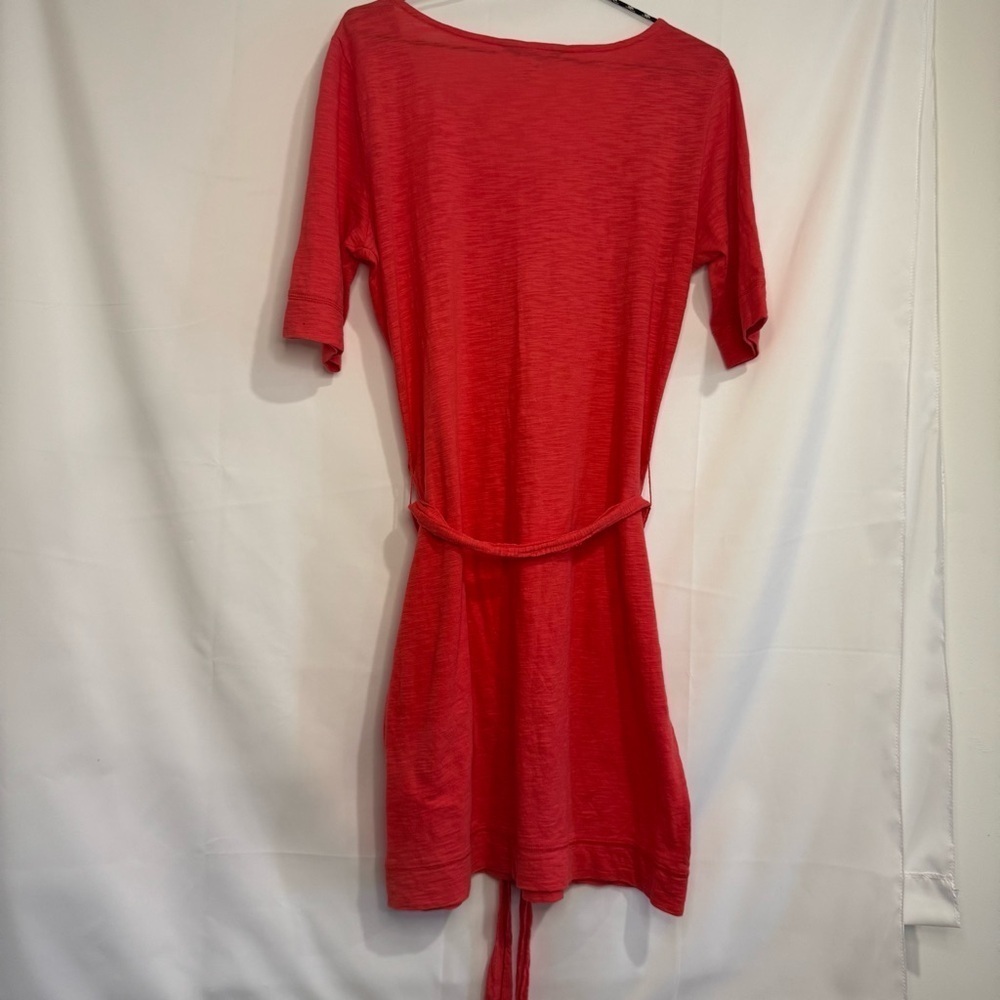Banana Republic Pink 100% Cotton 1/2 Sleeve Sheath Dress Tie Waist Size Small